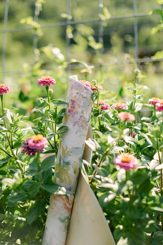 Flat Lay Styling Mat – Double-Sided Photography Backdrop - Wildflower Linen -Rollable Flat Lay Background – Olive and Oak