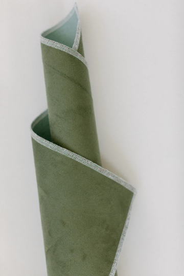 Olive Green Suede Rollable Styling Mat - Double Sided Rollable Styling Mat for photographers, stylists, and florists